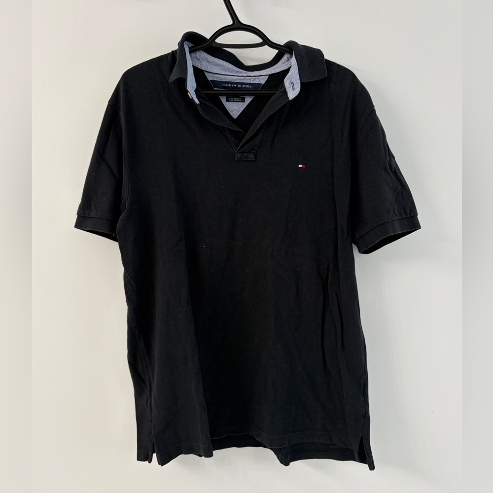 Tommy Hilfiger Custom Fit Black Polo - Large